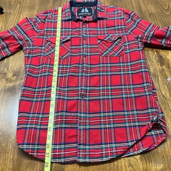 Montfort Lumberjack Red Plaid Long Sleeve Flannel Button Down Shirt Womens L - Picture 8 of 9